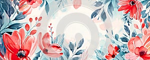 Vibrant Watercolor Floral Border with Copy Space for Text or Image Overlay