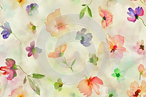 Vibrant Watercolor Floral Pattern on Soft Background for Spring