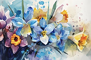 Vibrant Watercolor Flowers Painting