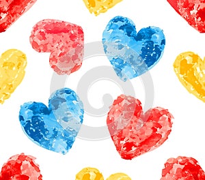 Vibrant Watercolor Hearts Seamless Pattern Background Love Celebration Design Element