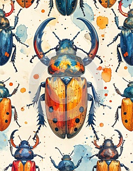 Colorful Beetle Pattern Illustration