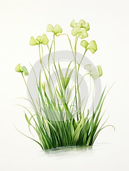 Vibrant Watercolor Painting of Utricularia Menziesii on White Background AI Generated