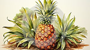Vibrant Watercolor Pineapple Clipart: Tropical Charm for Stunning Designs.