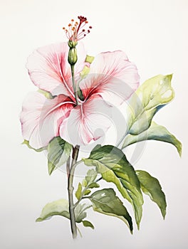 Vibrant Watercolor Portrayal of the Kakabeak Flower on a White Canvas AI Generated