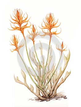 Vibrant Watercolor Rendering of Uebelmannia Pectinifera on White Background AI Generated photo