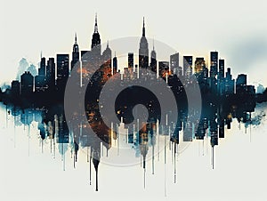 New York City skyline watercolor painting photo