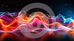 Vibrant Wave of Light on Black Background