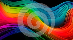 Vibrant Waves: An Eye-catching Abstract Curved Multicolor Motion Gradient Background. Generative AI