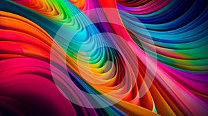 Vibrant Waves: An Eye-catching Abstract Curved Multicolor Motion Gradient Background. Generative AI