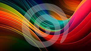 Vibrant Waves: An Eye-catching Abstract Curved Multicolor Motion Gradient Background. Generative AI