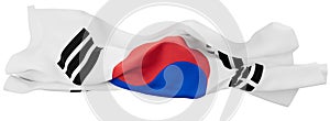 Vibrant Waving Flag of South Korea with Harmonious Taegeuk and Four Trigrams photo