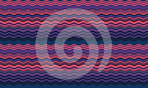 Vibrant wavy stripes in shades of purple, pink, and navy create a hypnotic, retroinspired pattern