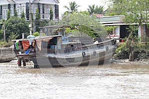 A vibrant Wet boat market on the Makong Delta  Souther part of the country where the major industry is farming