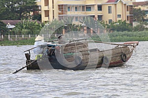 A vibrant Wet boat market on the Makong Delta  Souther part of the country where the major industry is farming