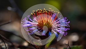 Vibrant wildflower pollen attracts delicate bee pollination generated by AI