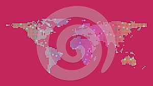 Vibrant World Map With Colorful Dots On Pink Background