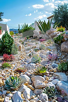 Vibrant Xeriscaping Garden with Succulents photo