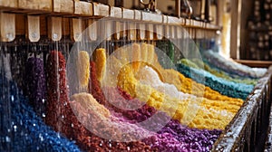 Vibrant Yarn Dyeing Process in a Textile Factory