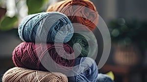 The vibrant yarn skeins.AI generated image photo