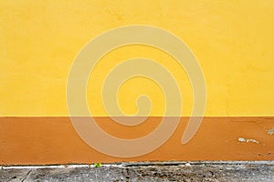 Vibrant yellow and brown plaster wall