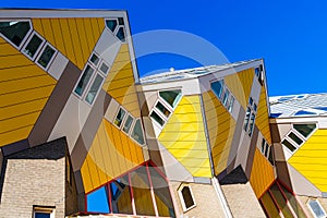 Vibrant Yellow Cube Houses, Rotterdam, a Modern Architectural and Tourist Attraction in Netherlands