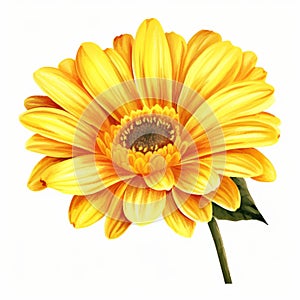 Vibrant Yellow Gerbera Flower Vector Free Download On White Background photo