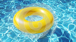 The vibrant yellow inflatable ring floating in a refreshing pool AI generated image