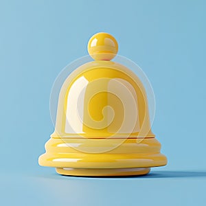 Vibrant Yellow Notification Bell Icon on a Light Blue Background