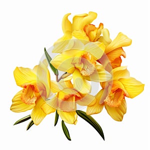 Vibrant Yellow Orchids Bunch - Realistic Trompe-l\'oeil Illustration