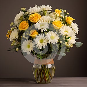 Vibrant Yellow And White Flowers In Vase: A Captivating Floral Arrangement