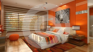 Vibrant Zebra Blinds for Contemporary Bedroom