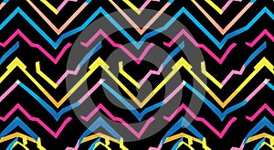 Vibrant Zigzag Pattern on Black Background