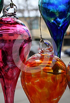 Vibrantly Colored Hand Blown Glass Ornaments