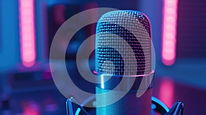 The modern recording microphone.AI generated image