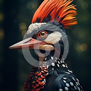 Vibrantly Surreal Close-up Of Woodpecker In Bold Pop Art Style