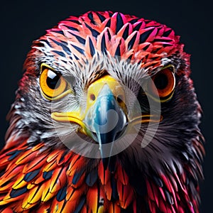 Vibrantly Surreal Falcon: Hyper-detailed Portraits In Vray Tracing Style