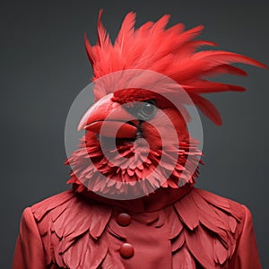 Vibrantly Surreal Fashion Photography: Close-up Cardinal Face