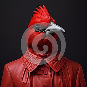 Vibrantly Surreal Fashion Photography: Close-up Cardinal Face