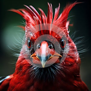 Vibrantly Surreal Fashion Photography: Close-up Cardinal Face