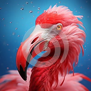 Vibrantly Surreal Flamingo Close-up In Fashion Photography