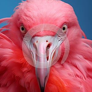 Vibrantly Surreal Flamingo Close-up: Swollen Face In Mike Campau Style