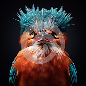 Vibrantly Surreal Kingfisher Close-up: A Captivating Fusion Of Art And Nature