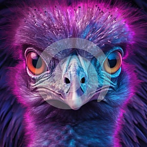 Vibrantly Surreal Ostrich: Hyper-realistic Sci-fi Photography