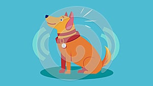 A vibration collar that alerts a dog to stop barking and calmly sit when strangers approach.. Vector illustration. photo