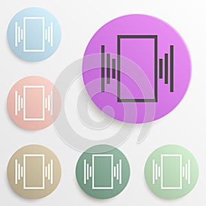 Vibration on the phone badge color set. Simple glyph, flat vector of web icons for ui and ux, website or mobile