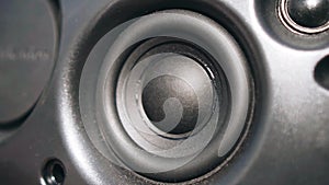 Vibration sound speaker close-up. Cool sound waves.