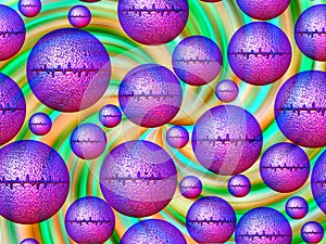 Vibrational bubbles with shapes on circular background photo