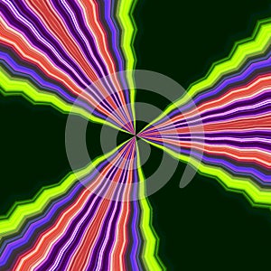 Vibrational circular background in green and violet hues