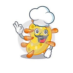 Vibrio chef cartoon design style wearing white hat