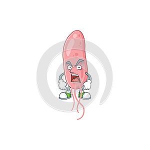 Vibrio cholerae cartoon character design with mad face